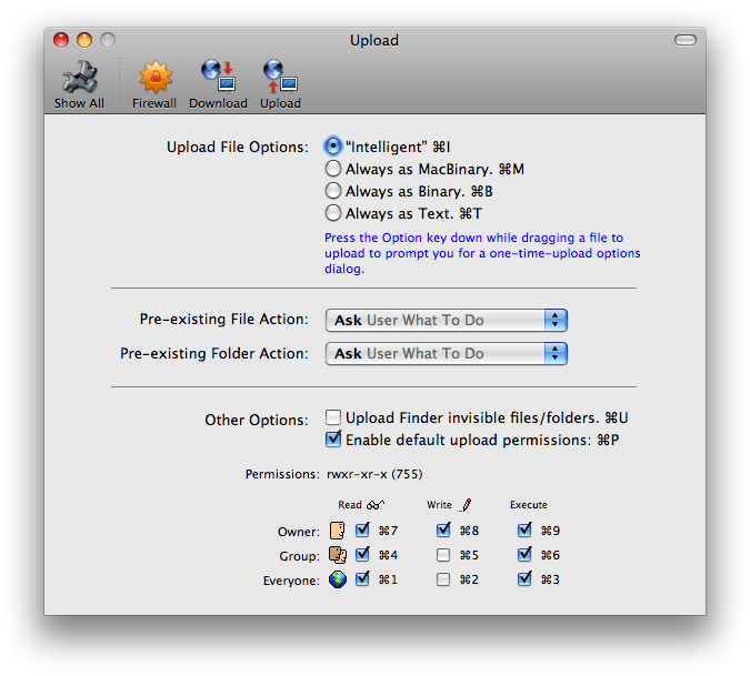 Prefs - Upload